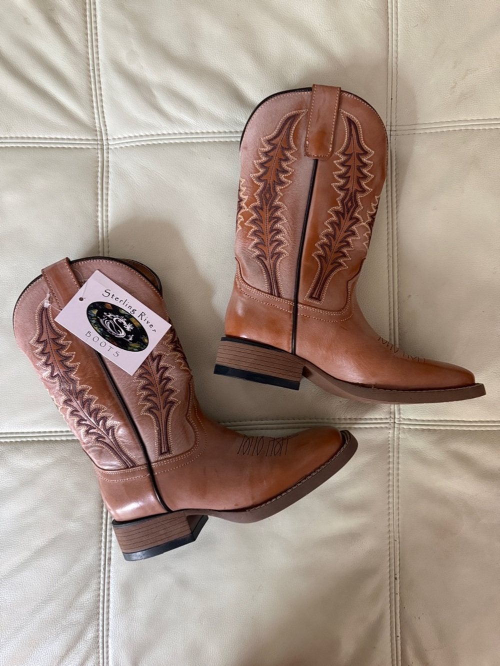 Sterling River Tan Leather Cowboy Boots